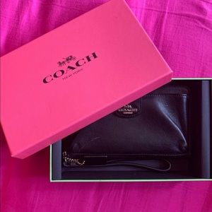 Black coach wallet wristlet phone case